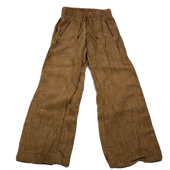 Athleta Pants - Athleta Women's Cabo 100% Linen Textured Wide Leg Pants Seina Beige
